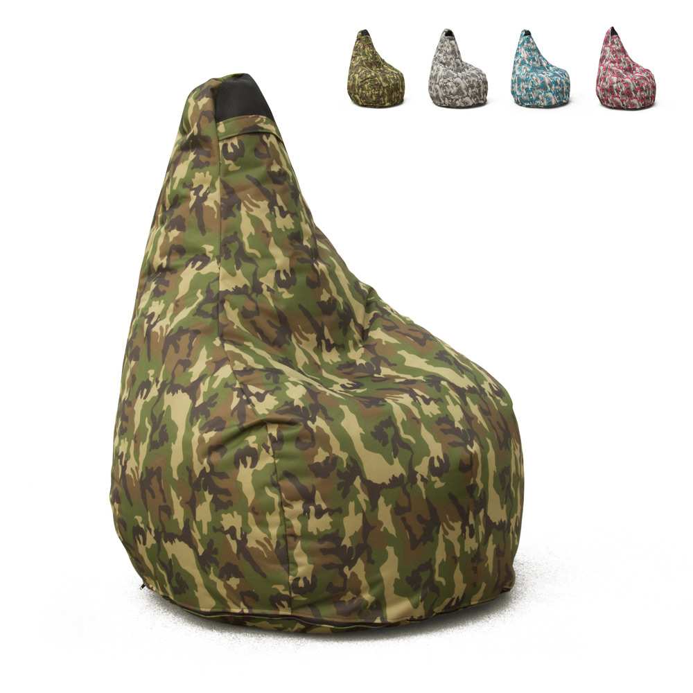 Bean Bag Chair for Indoors and Outdoors Waterproof Made in Italy Summer Camouflage