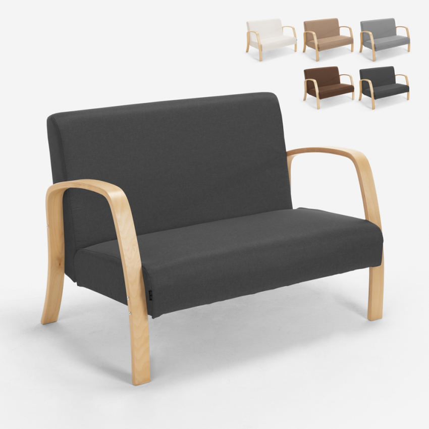 Wood and fabric sofa for living rooms waiting rooms and studios design Esbjerg Sale