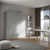 Kentaro Concrete double bed 160x190cm wall-mounted grey wardrobe Discounts