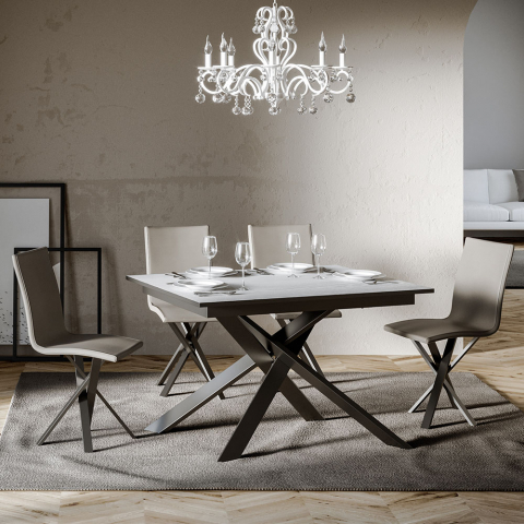 Extendable dining table 90x120-180cm modern white design Ganty