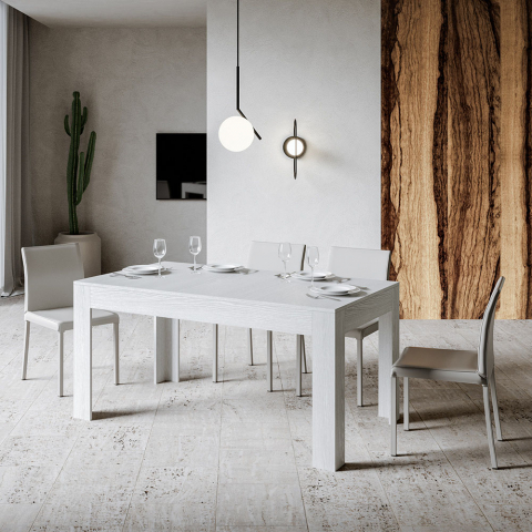 Extendable dining table 90x160-220cm white modern design Bibi Long