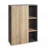 Low Grey And Natural Oak Bookcase 3 Shelves And Door Design Core Offers