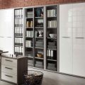 Modern narrow wooden bookcase with 6 shelves colour grey Hart Promotion
