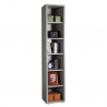 Modern narrow wooden bookcase with 6 shelves colour grey Hart Offers