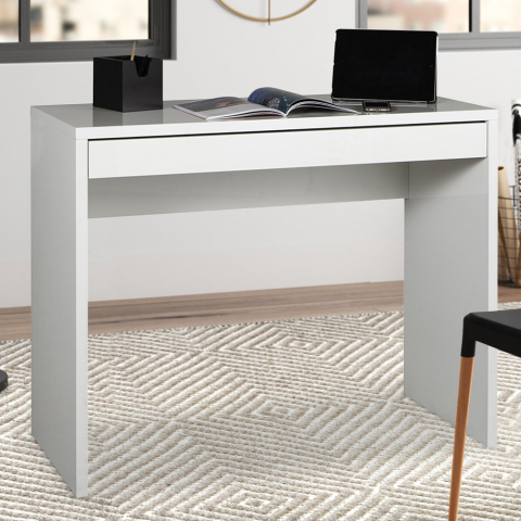 Design rectangular desk 100x40cm with white drawer for office and study Sidus Promotion
