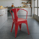 Lix industrial chairs with steel armrests for kitchen and bar steel arm 