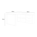 Desk with corner peninsula 170x140cm drawers glossy white Glassy Catalog