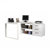 Desk with corner peninsula 170x140cm drawers glossy white Glassy Offers