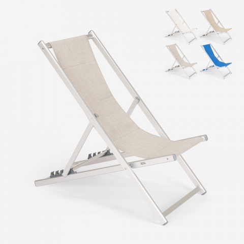 Adjustable folding aluminium beach deckchair Riccione Gold Promotion