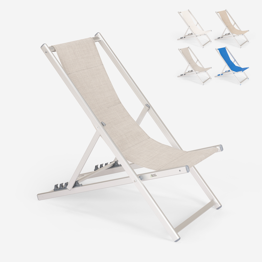 Adjustable folding aluminum beach deck chair Riccione Gold