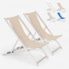 2 Adjustable Folding Aluminium Beach Deck Chairs Riccione Gold Promotion