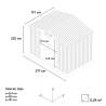 Heavy duty solid gray sheet metal box for garden storage tools Ortisei 277x191x202cm Measures