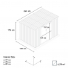 Little house in galvanized gray metal sheet metal box Porto Cervo 261x181x176cm Characteristics