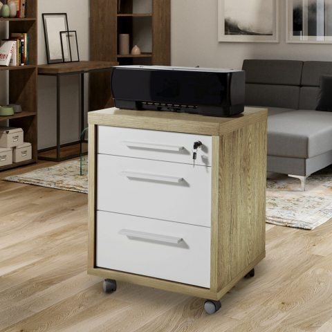 Modern Design Mini White Chest of Drawers with 3 Deep Drawers and wheels DaVinci Promotion