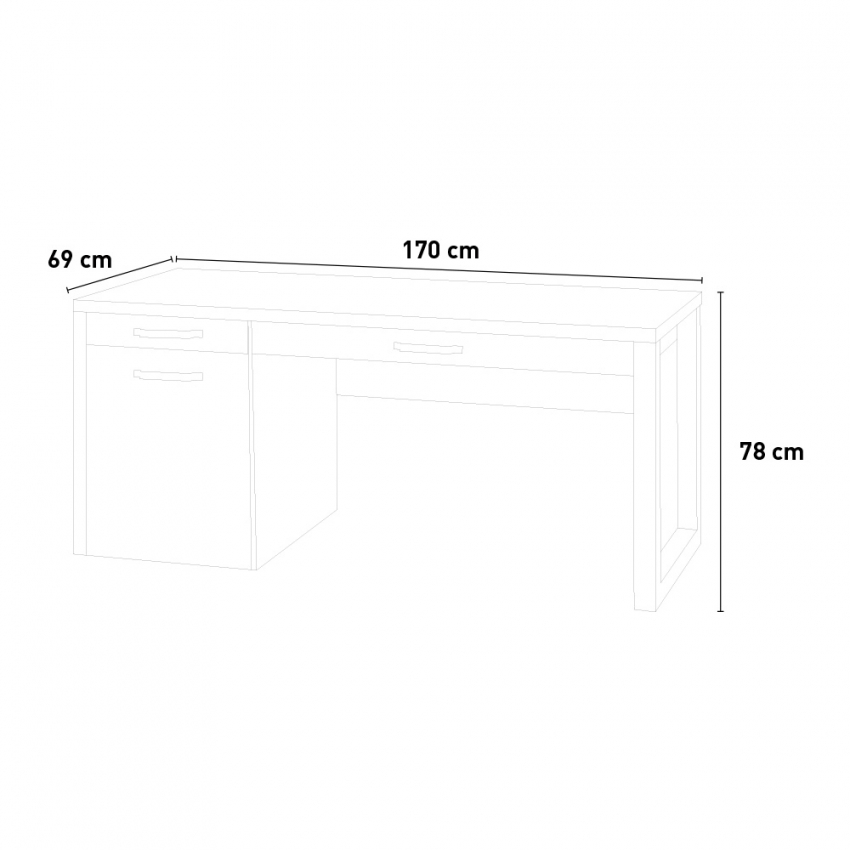 Logan Scrivania in legno per ufficio e studio 170x69cm con