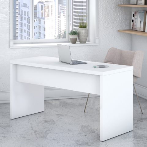 Glossy White Office Desk with Modern Design 138x69cm Colibri