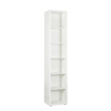 Tall Narrow White Wood Booksheld with 6 Shelves Tower Offers
