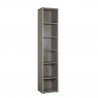 Grey Modular Narrow Bookcase with 6 Shelves for Office Home Slim Offers