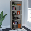 Modern Design Grey Tall Bookcase with 6 Shelves and Cement Effect for Study Office Empire State Promotion