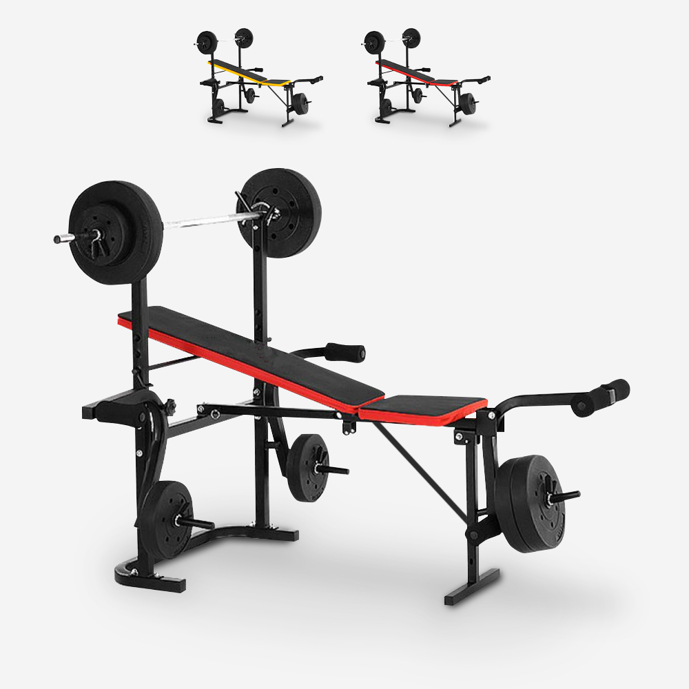 Space-Saving Multifunctional Fitness Bench with Barbell and Weights Balancer