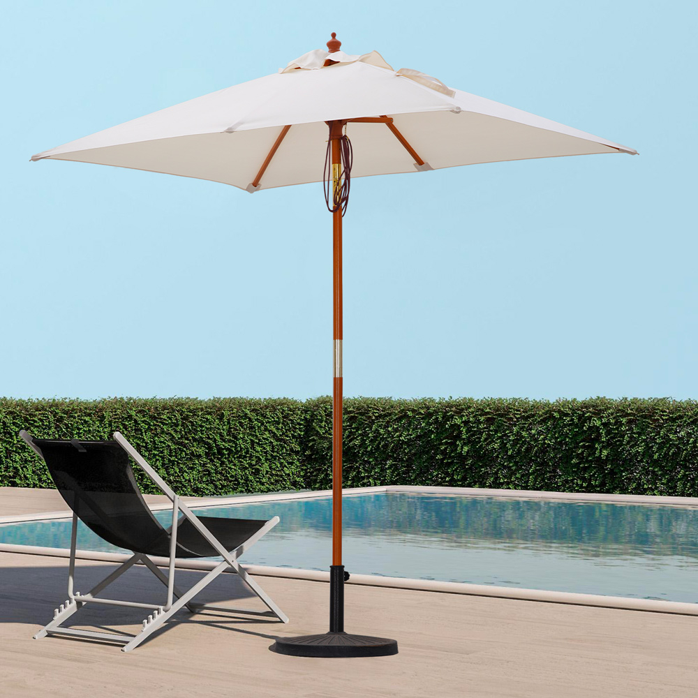 Garden patio umbrella in wood with central anti UV pole Ormond