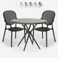 Set 2 chairs round table black 80cm indoor outdoor Valet Dark Promotion