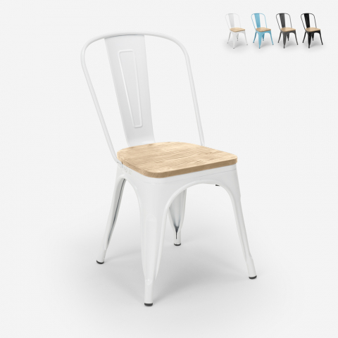 Industrial Style Dining Bar Chairs, Steel Wood Top Light Design Promotion