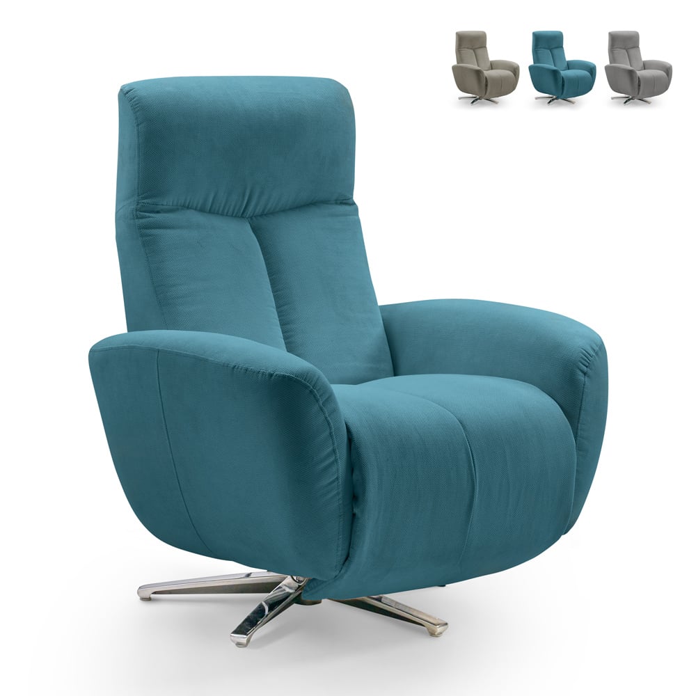 Modern reclining design relax armchair with swivel footrest Marianna