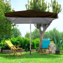 Marte Brown 3x3 square aluminium garden umbrella with central arm On Sale