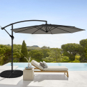 Octagonal Garden side arm umbrella 3 metres in aluminium for bar hotel Fan Noir On Sale