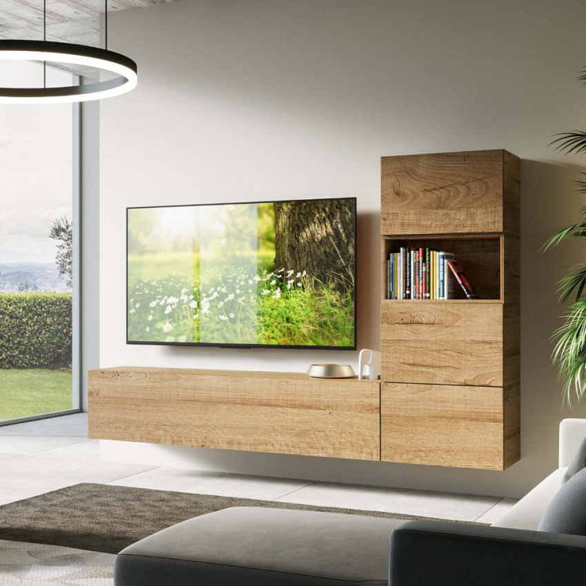 Modern Design Living Room Wall Unit with TV Stand, 3 Wooden Cabinets A09 Promotion