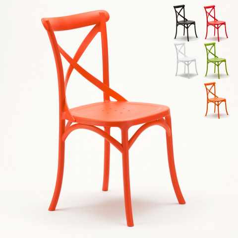 Set of 20 Polypropylene Design Chair Vintage Style Home Interiors Restaurants Cross