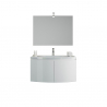 Suspended bathroom cabinet 2 doors ceramic washbasin mirror LED light Siljan Sale