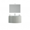 Suspended bathroom cabinet 2 washbasin doors ceramic mirror with LED lamp Siljan Wood Offers