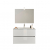 Bathroom cabinet suspended base 2 drawers ceramic sink mirror LED lamp Kallsjon Offers