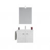 Bathroom cabinet suspended base 2 doors mirror LED lamp ceramic washbasin towel holder Vanern Discounts