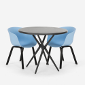 Set design round table 80cm black 2 chairs Oden Black Measures