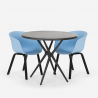 Set design round table 80cm black 2 chairs Oden Black Measures