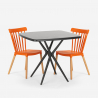 Set 2 chairs modern design square table 70x70cm Roslin Black Cost