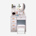 Make-up station dressing table mirror heart stool bedroom Clara On Sale