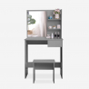 Grey make-up station with mirror drawer and Mayca Grey stool On Sale