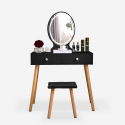 Scandinavian make-up station black drawers LED mirror Serena Black On Sale
