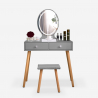 Scandinavian grey make-up station LED mirror drawers Serena Grey On Sale