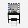 Gaia Black Makeup Vanity with LED Bulbs, Mirror, and Stool On Sale