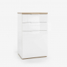 White Glossy 2 Drawers 1 Door Dresser with a Natural Oak Base Sale