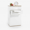 White Glossy 2 Drawers 1 Door Dresser with a Natural Oak Base Offers