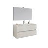 Bathroom cabinet suspended base 2 drawers mirror LED lamp ceramic sink Storsjon Gris Offers