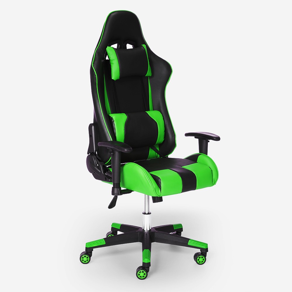 Adelaide Emerald Ergonomic Gaming Chair with Adjustable Armrests and Cushions