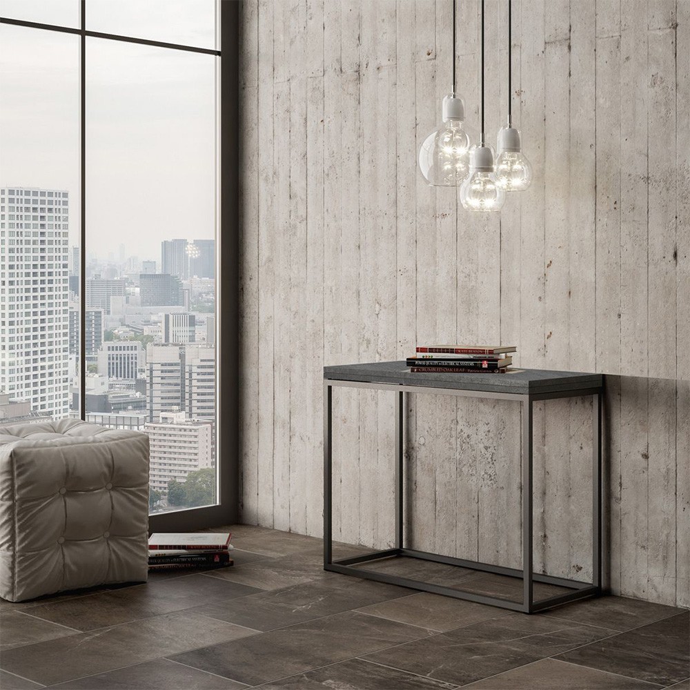 Extendable console gray coffee table 90x90cm Nordica Libra Concrete