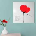 Square Wall Clock with Calendar, Modern Poppy Flower Design Promotion
